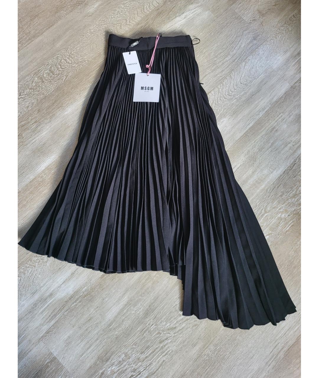 MSGM Черная полиэстеровая юбка макси, фото 4