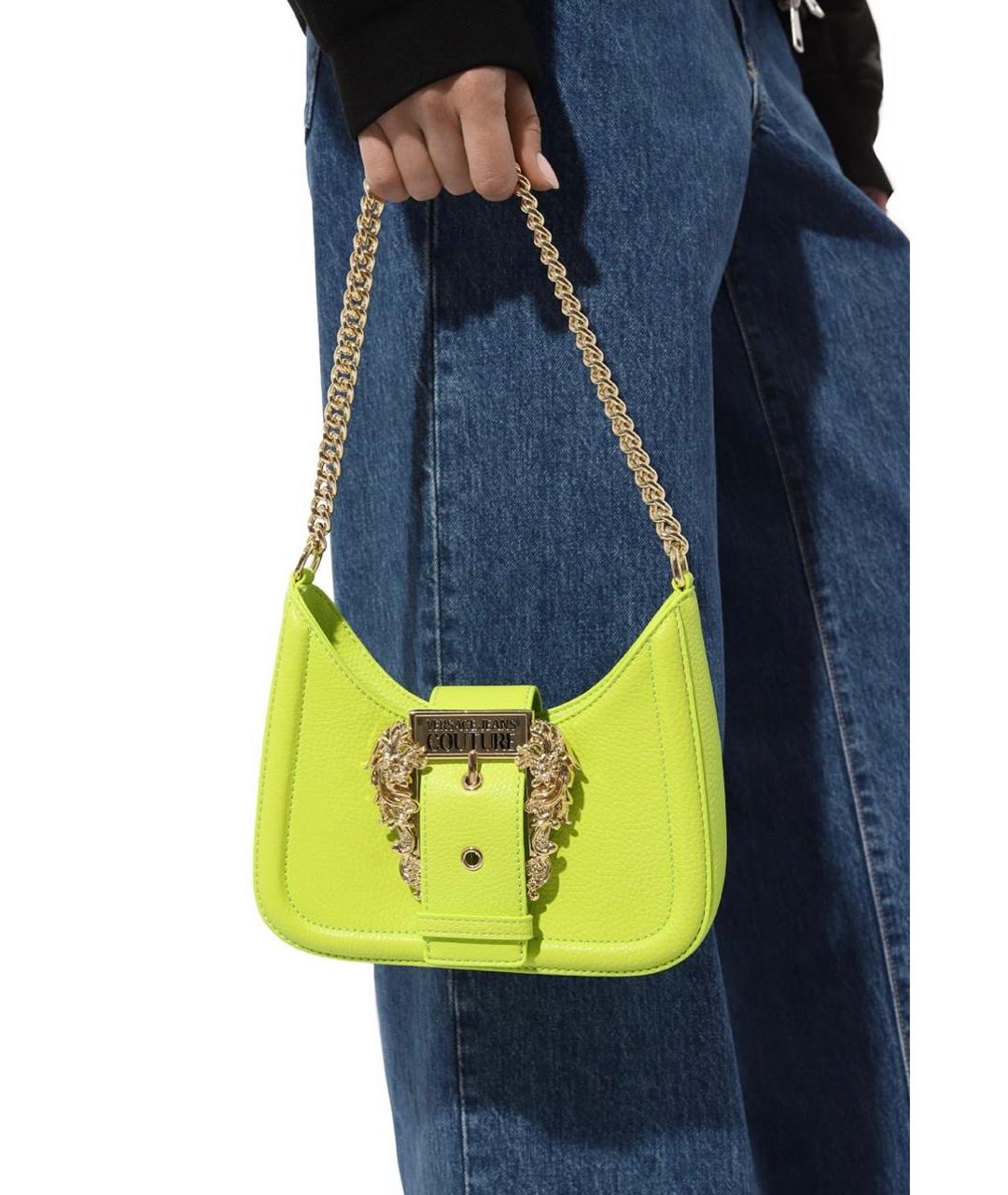 VERSACE JEANS COUTURE Салатовая сумка через плечо из искусственной кожи, фото 3