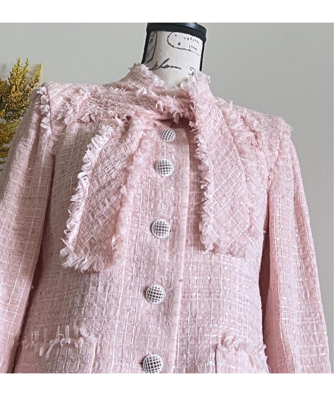 CHANEL PRE-OWNED Розовый твидовый костюм с юбками, фото 6