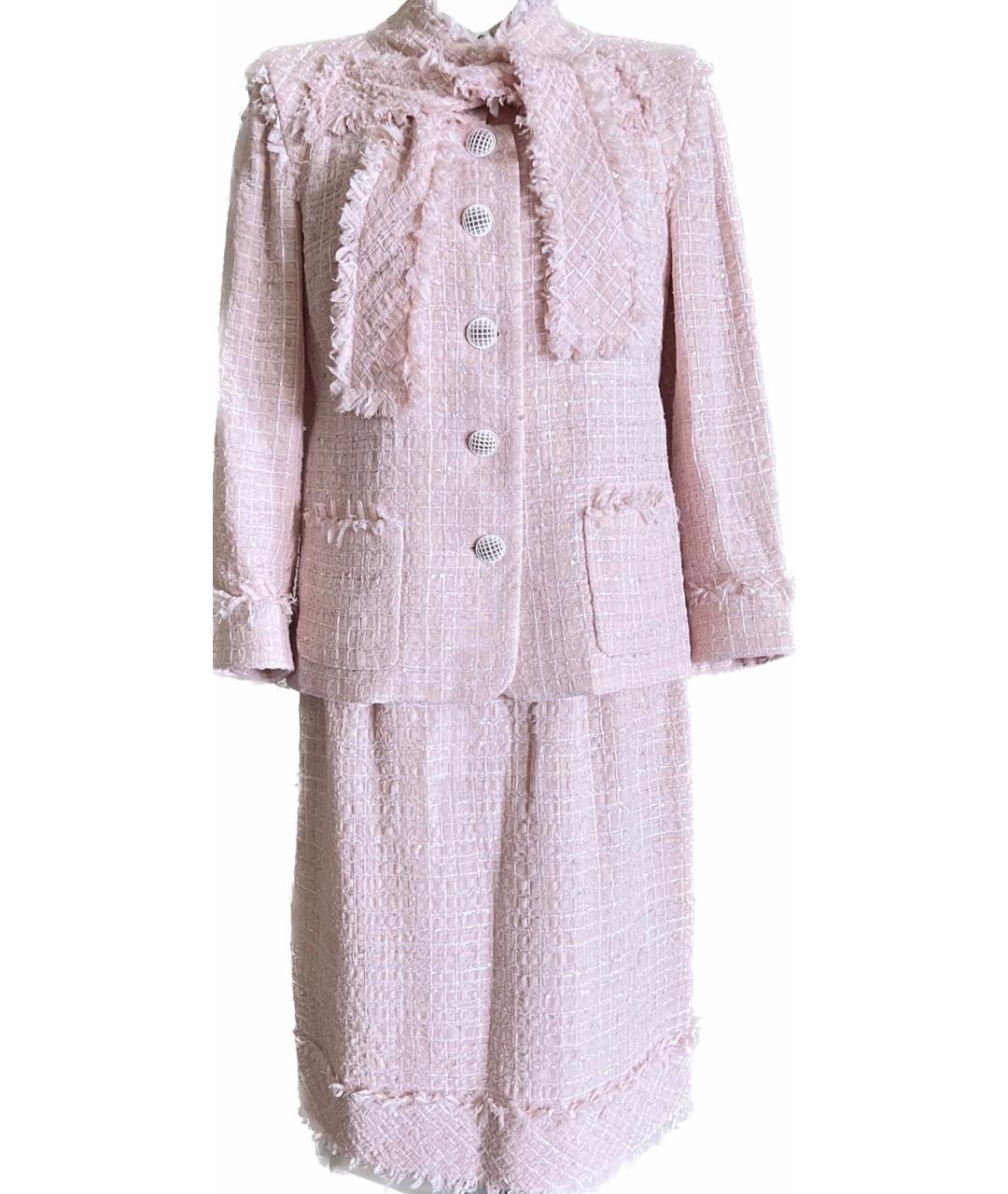 CHANEL PRE-OWNED Розовый твидовый костюм с юбками, фото 1