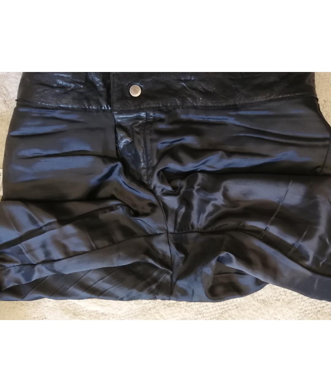 MOUSSY Черные кожаные прямые брюки, фото 7