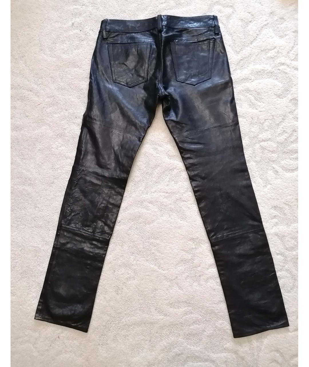 MOUSSY Черные кожаные прямые брюки, фото 2
