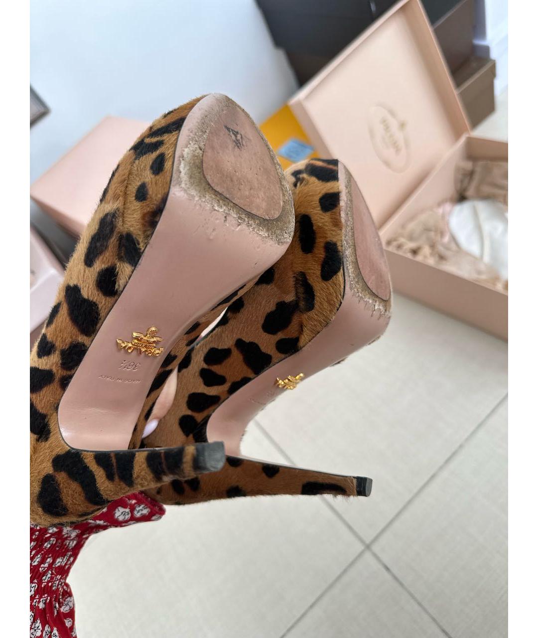 PRADA Коричневые текстильные туфли, фото 5