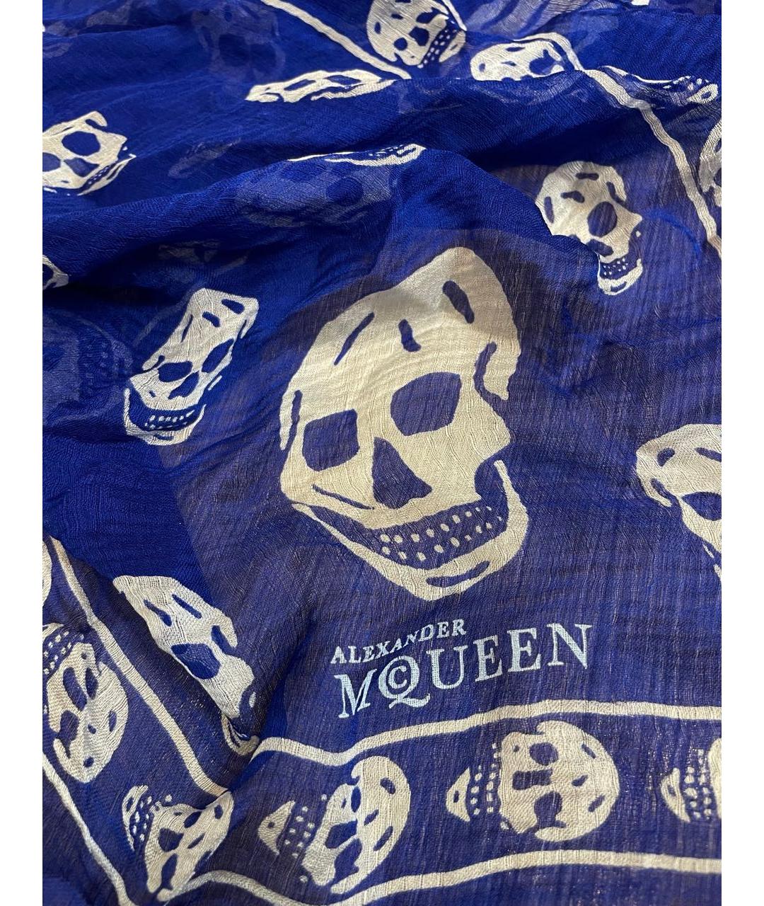 ALEXANDER MCQUEEN Темно-синий шелковый платок, фото 4
