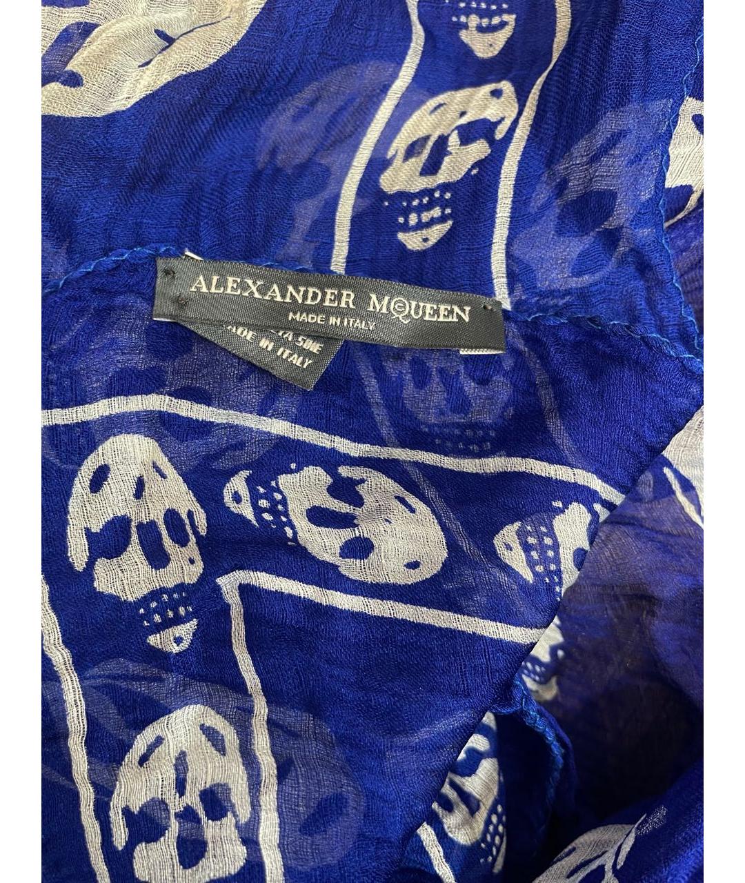 ALEXANDER MCQUEEN Темно-синий шелковый платок, фото 5