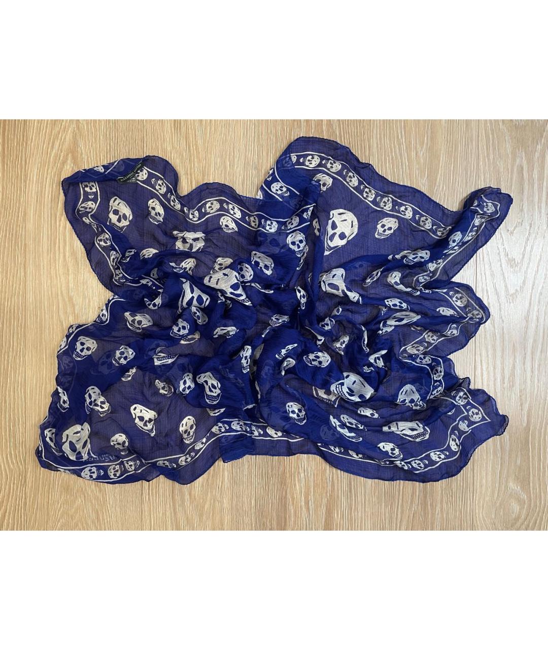 ALEXANDER MCQUEEN Темно-синий шелковый платок, фото 6