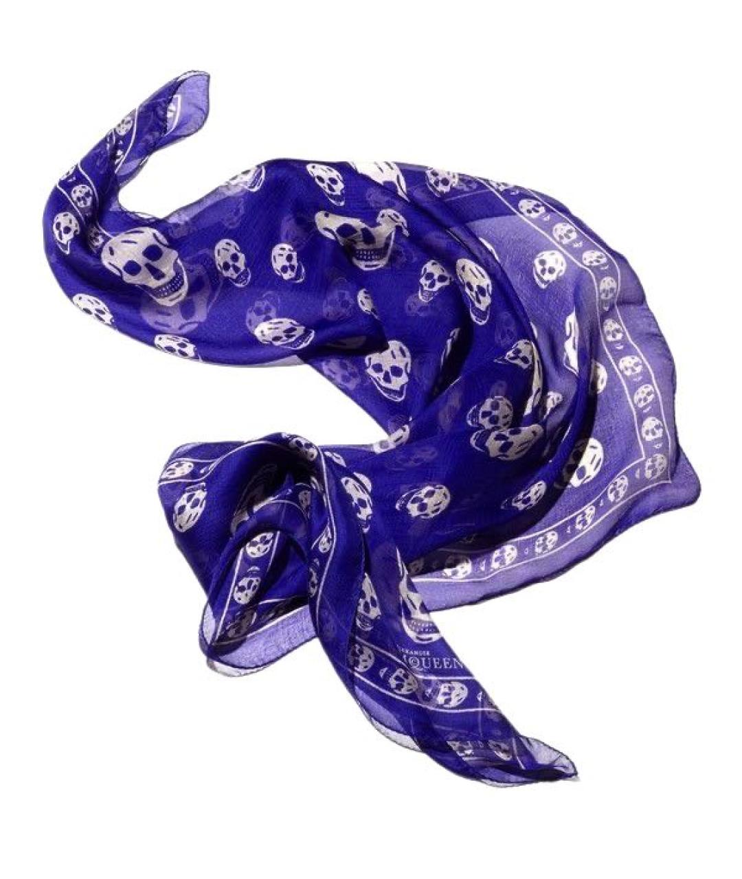 ALEXANDER MCQUEEN Темно-синий шелковый платок, фото 1