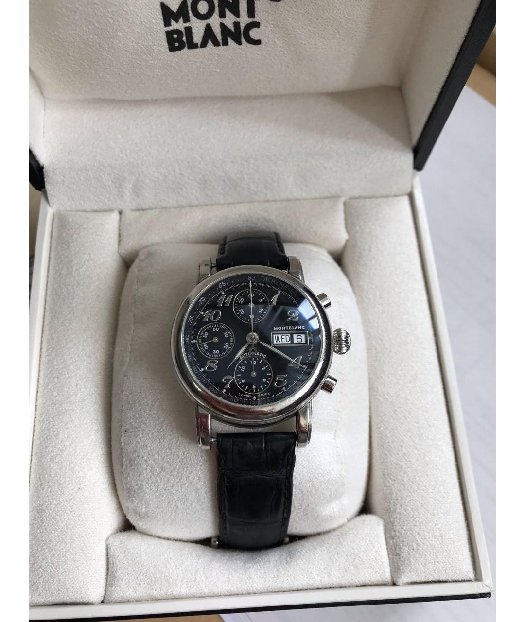 MONTBLANC Черные кожаные часы, фото 6