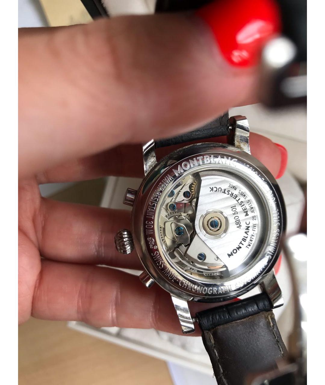 MONTBLANC Черные кожаные часы, фото 2