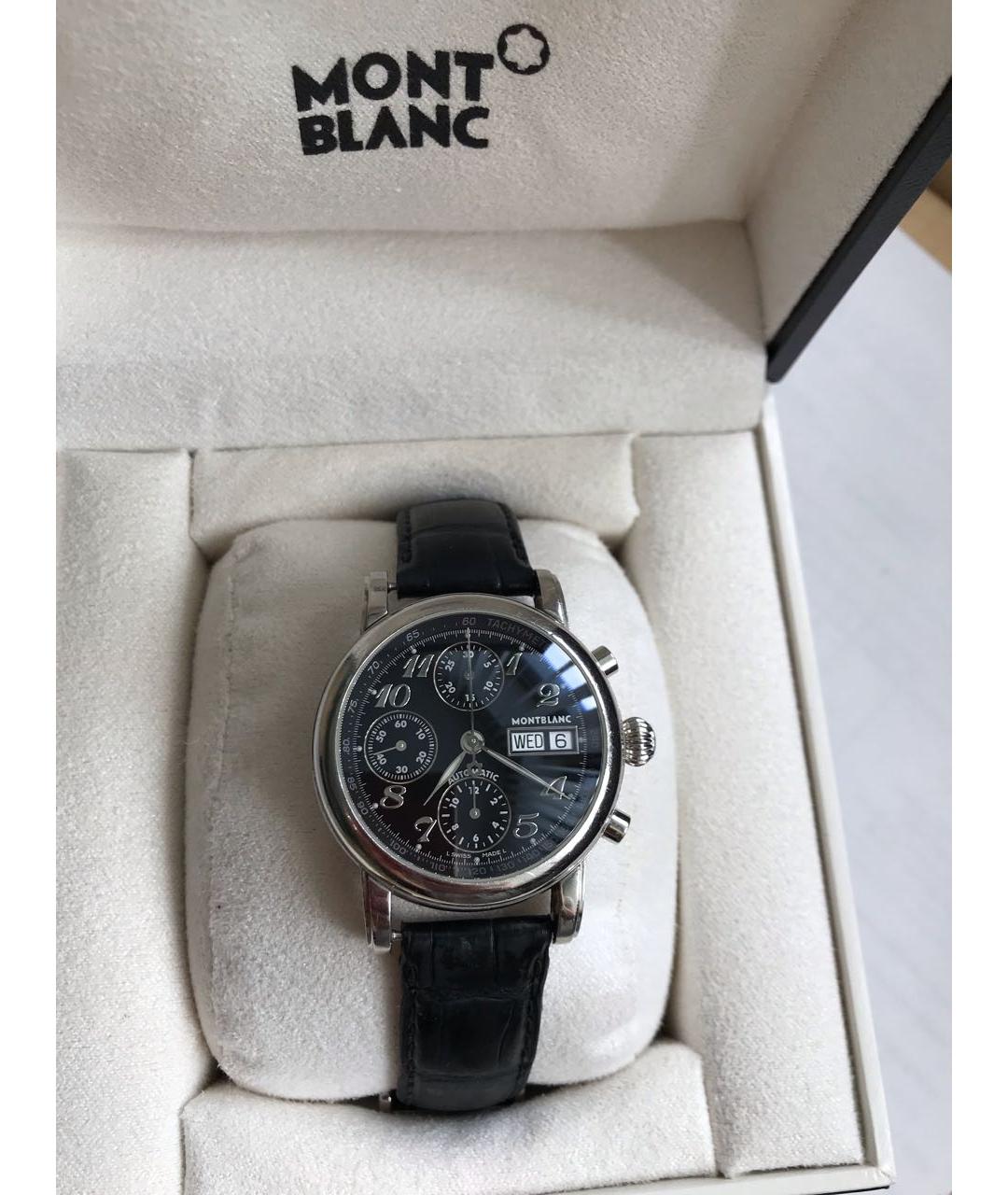 MONTBLANC Черные кожаные часы, фото 7