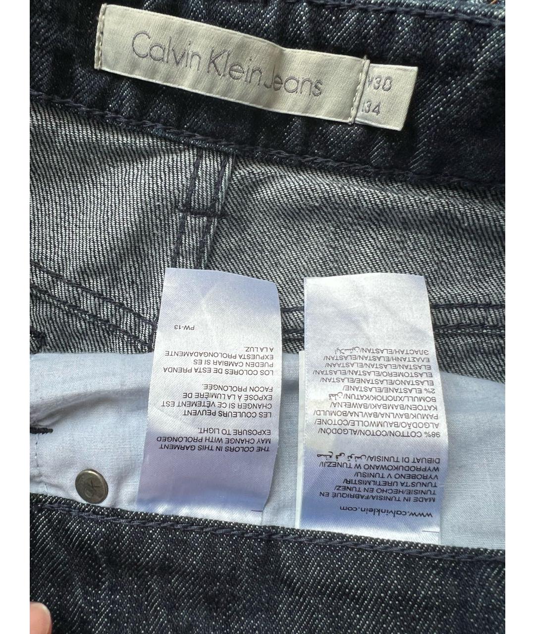 CALVIN KLEIN JEANS Темно-синие хлопковые прямые джинсы, фото 3