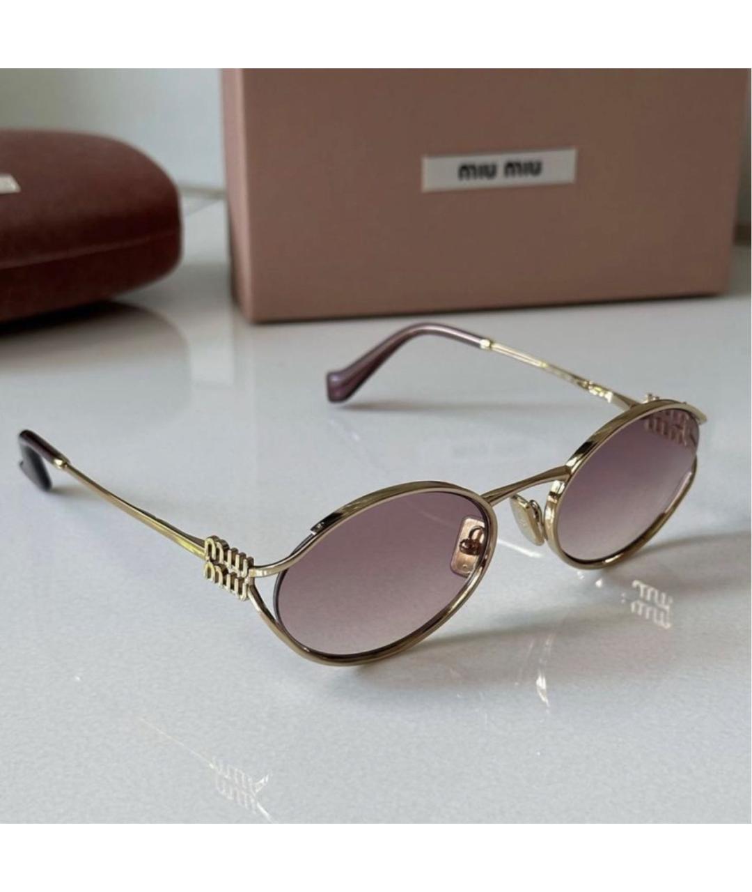 MIU MIU Розовые металлические солнцезащитные очки, фото 3