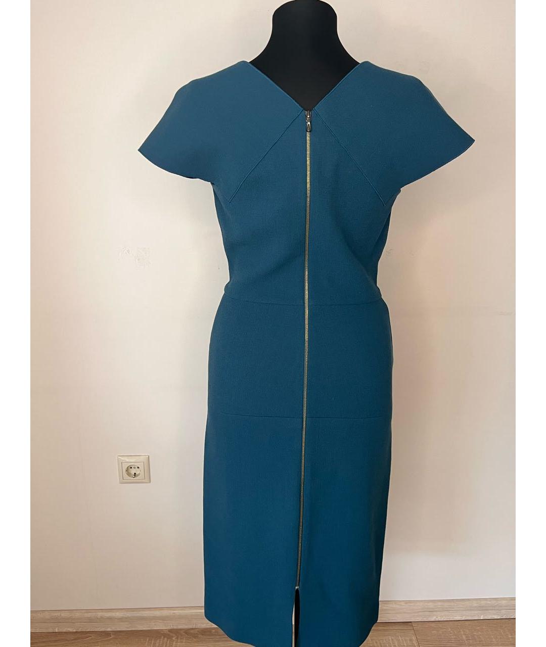 ROLAND MOURET Темно-синее шерстяное повседневное платье, фото 3