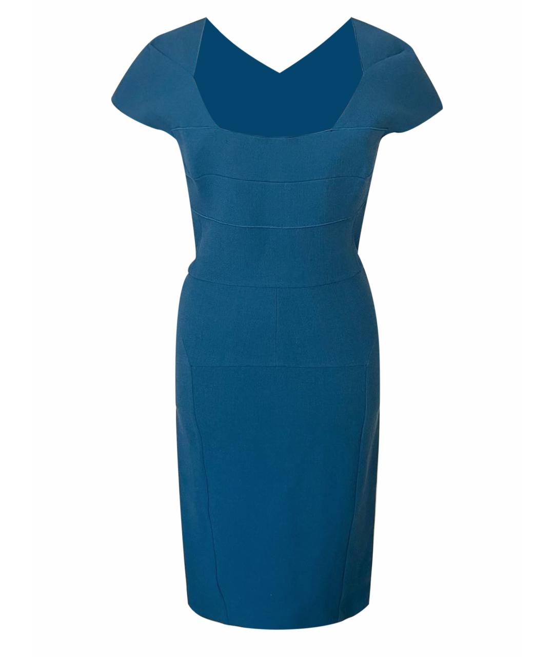 ROLAND MOURET Темно-синее шерстяное повседневное платье, фото 1