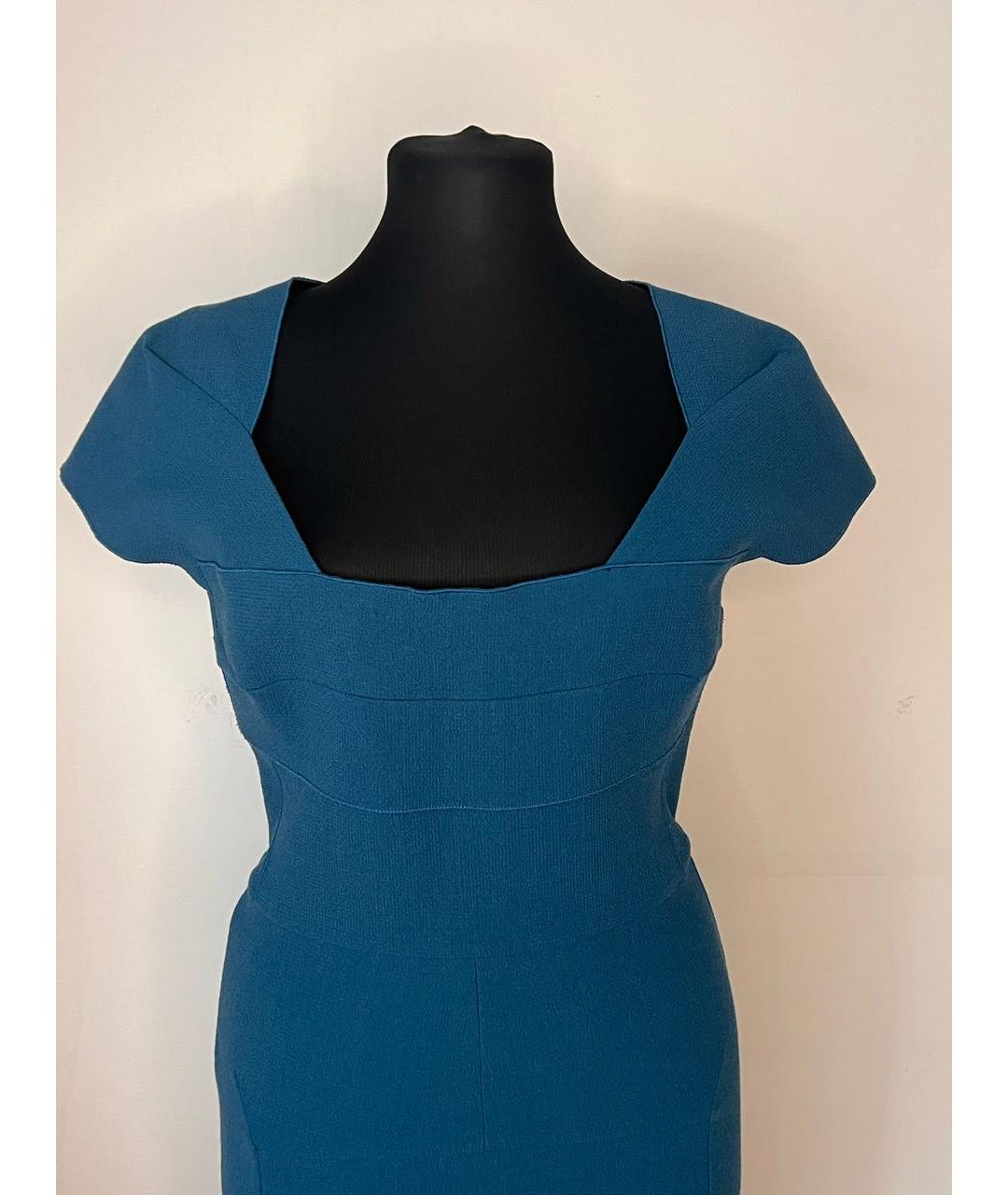 ROLAND MOURET Темно-синее шерстяное повседневное платье, фото 2
