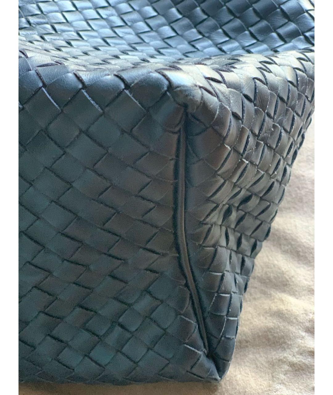 BOTTEGA VENETA Темно-синяя кожаная сумка тоут, фото 3