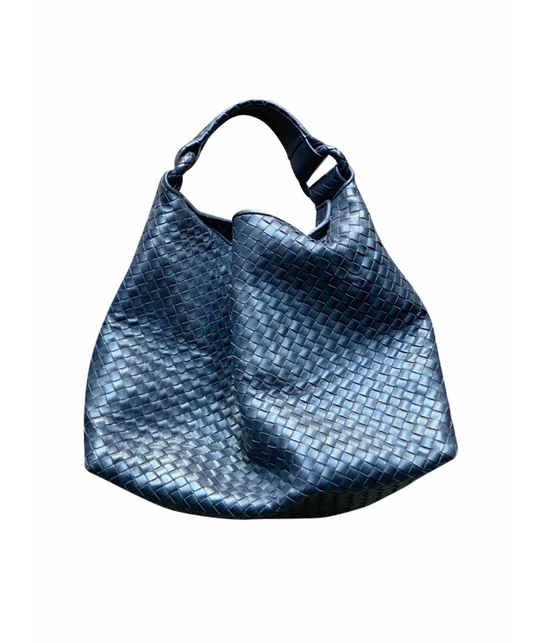 BOTTEGA VENETA Темно-синяя кожаная сумка тоут, фото 1
