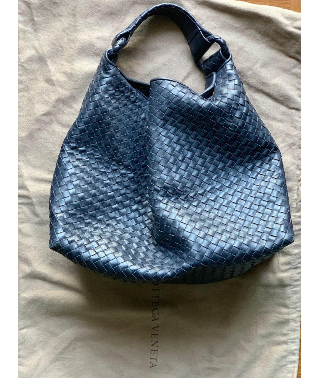 BOTTEGA VENETA Темно-синяя кожаная сумка тоут, фото 6