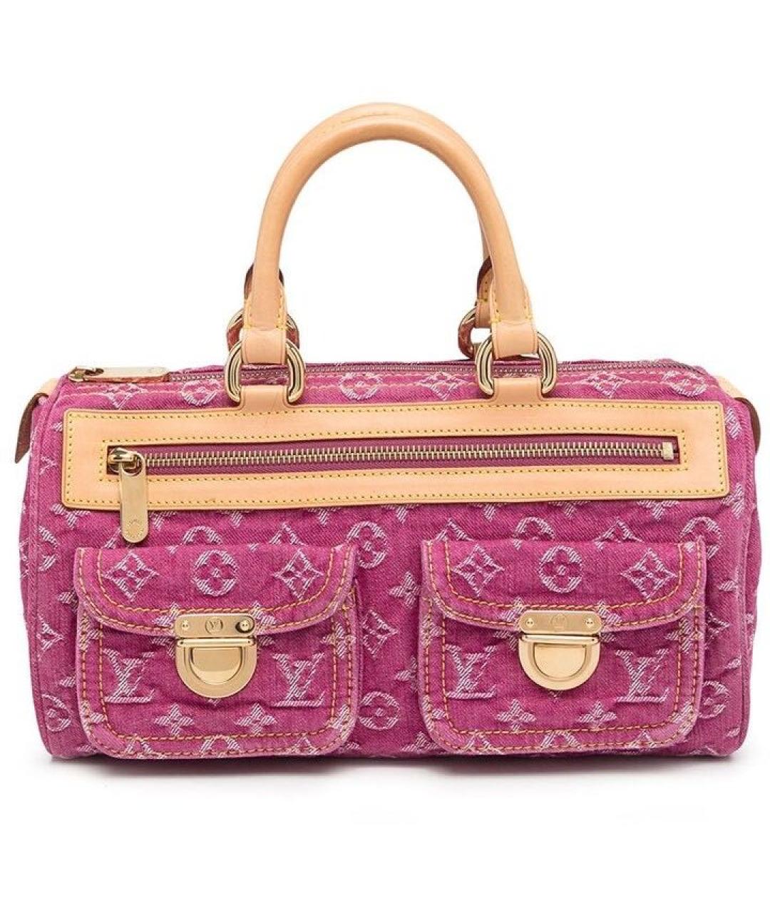LOUIS VUITTON Розовая деним сумка с короткими ручками, фото 9
