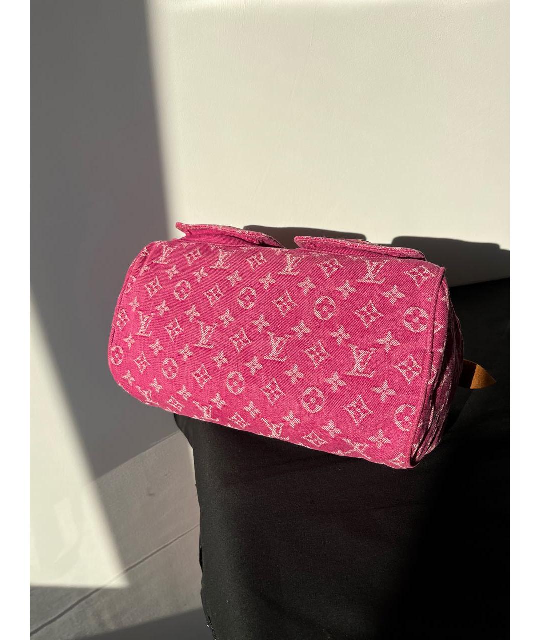 LOUIS VUITTON Розовая деним сумка с короткими ручками, фото 4