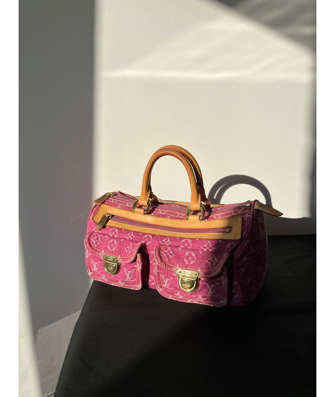 LOUIS VUITTON Розовая деним сумка с короткими ручками, фото 2