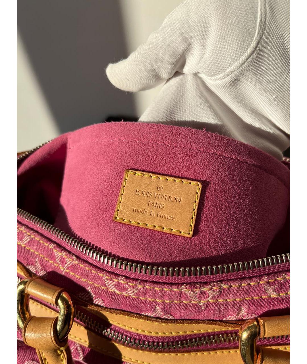 LOUIS VUITTON Розовая деним сумка с короткими ручками, фото 6