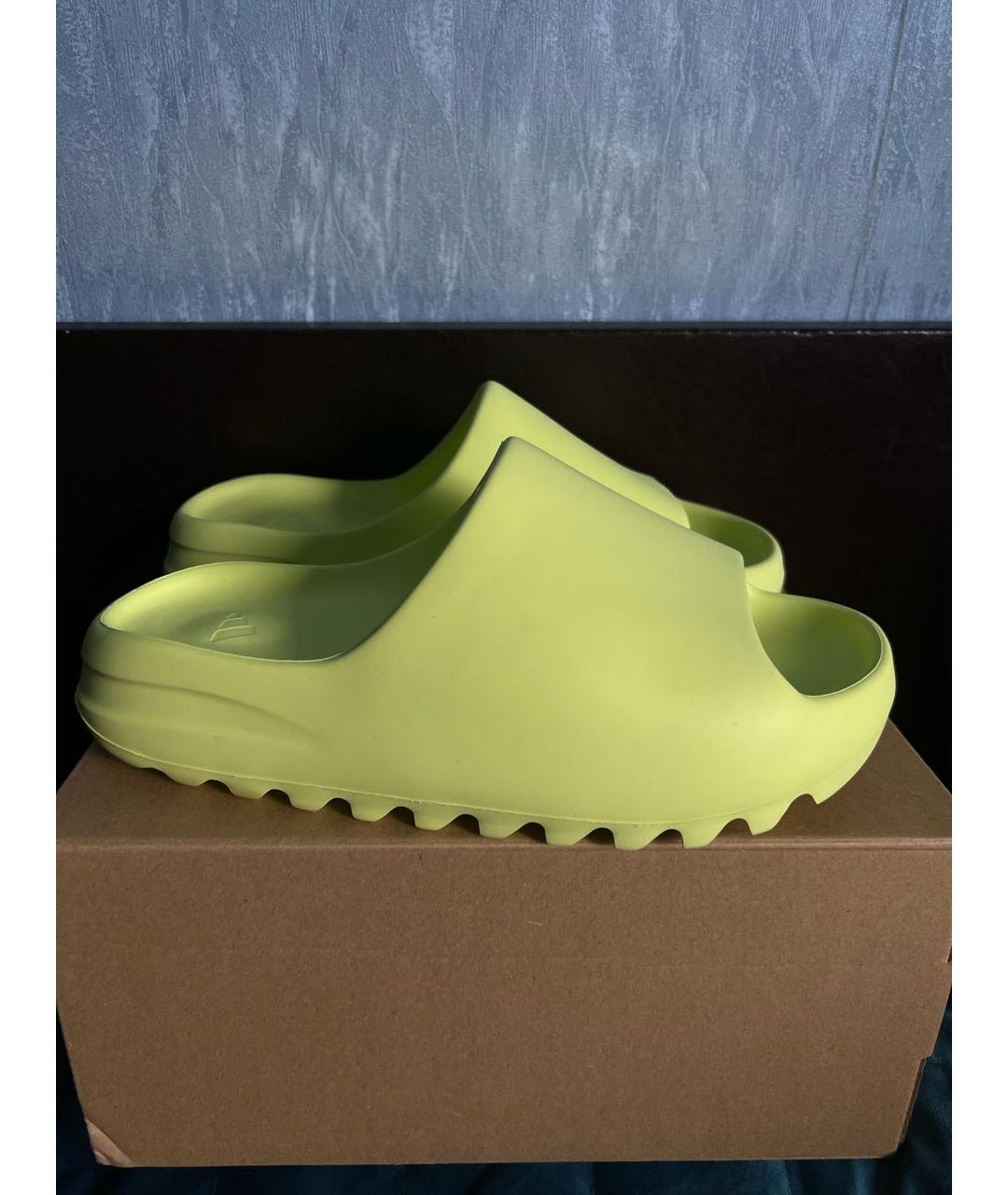 ADIDAS YEEZY Зеленые резиновые шлепанцы, фото 5