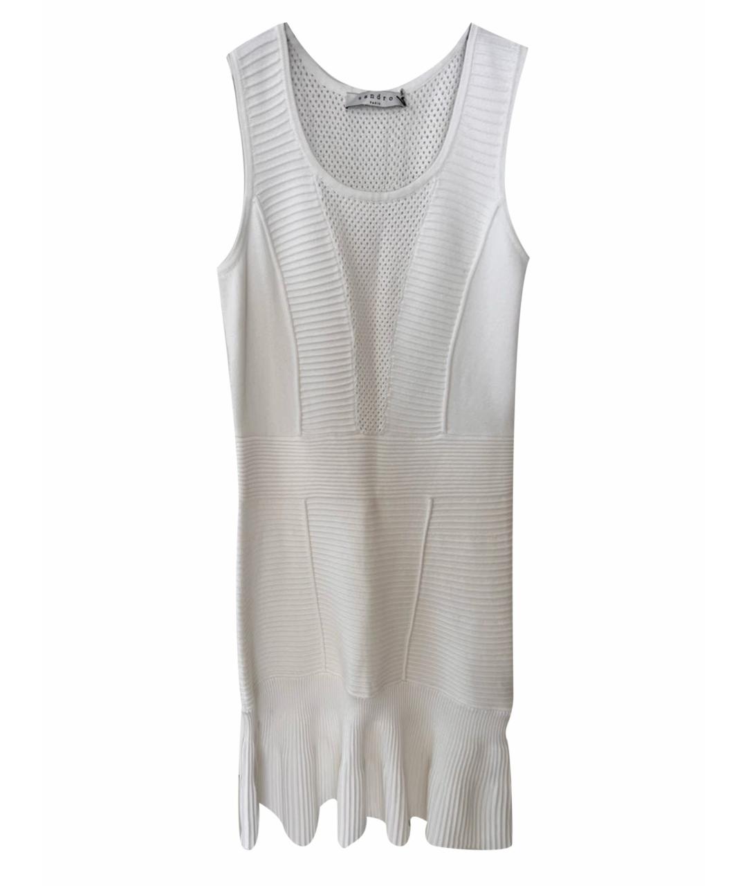SANDRO Белое хлопко-эластановое повседневное платье, фото 1