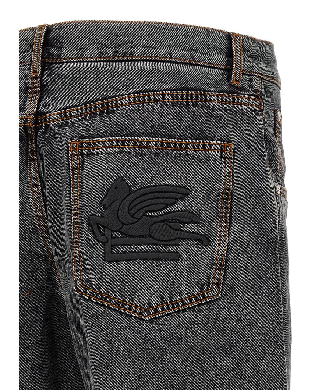 ETRO Серые хлопковые прямые джинсы, фото 4