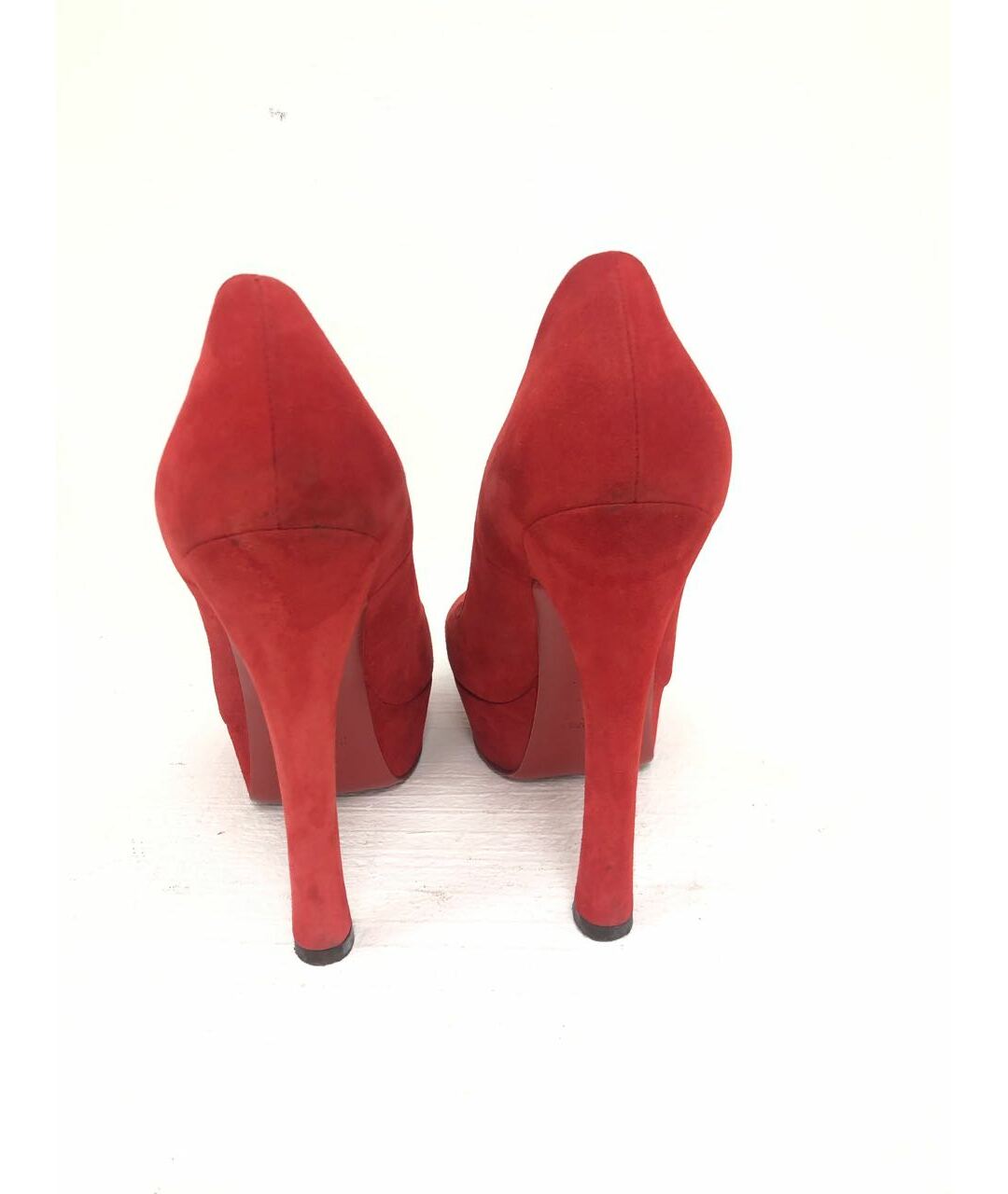 SAINT LAURENT Красные замшевые туфли, фото 4