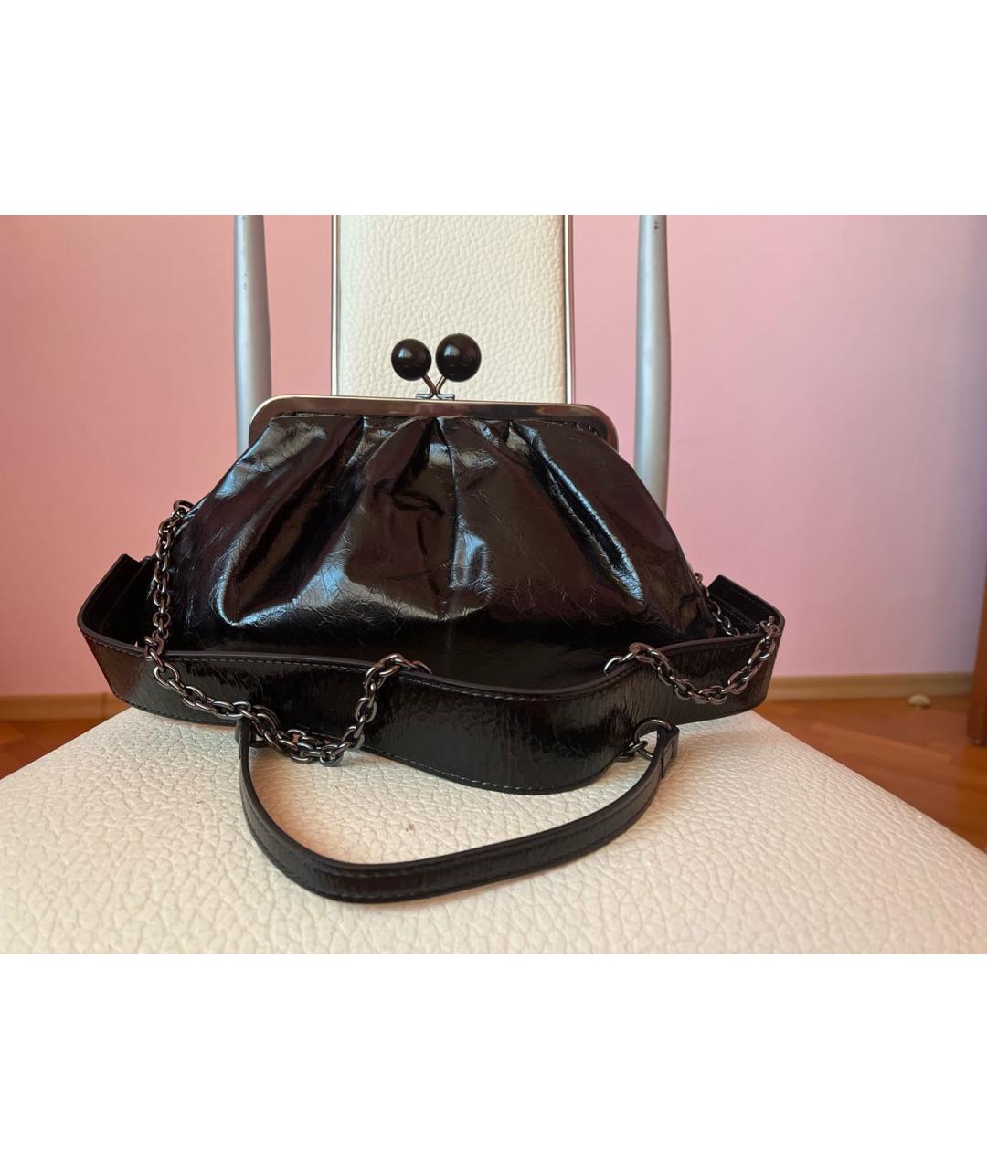 WEEKEND MAX MARA Черная сумка через плечо из лакированной кожи, фото 9