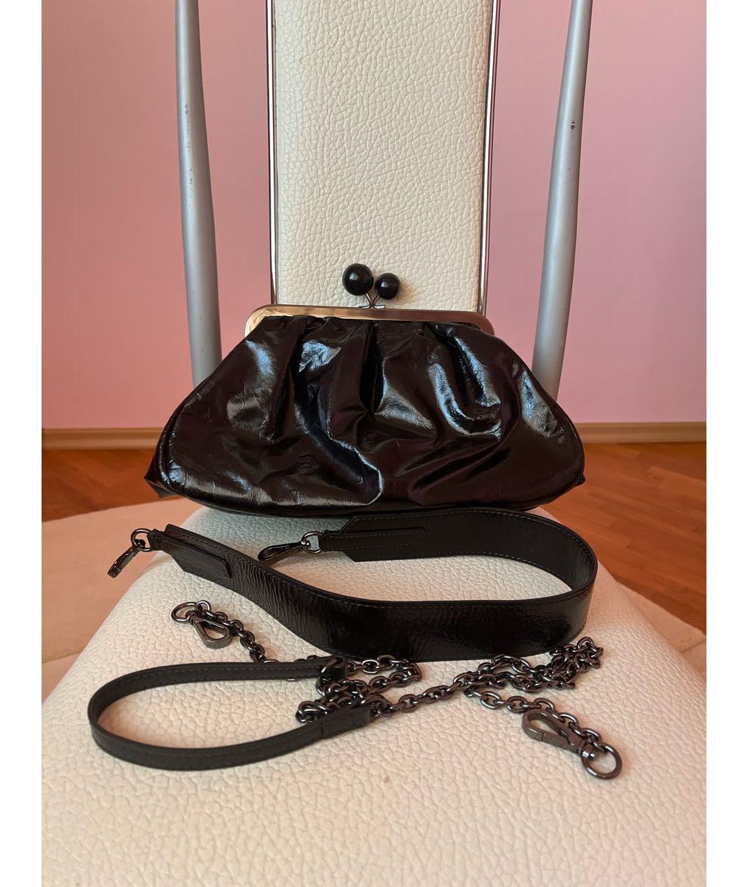WEEKEND MAX MARA Черная сумка через плечо из лакированной кожи, фото 8