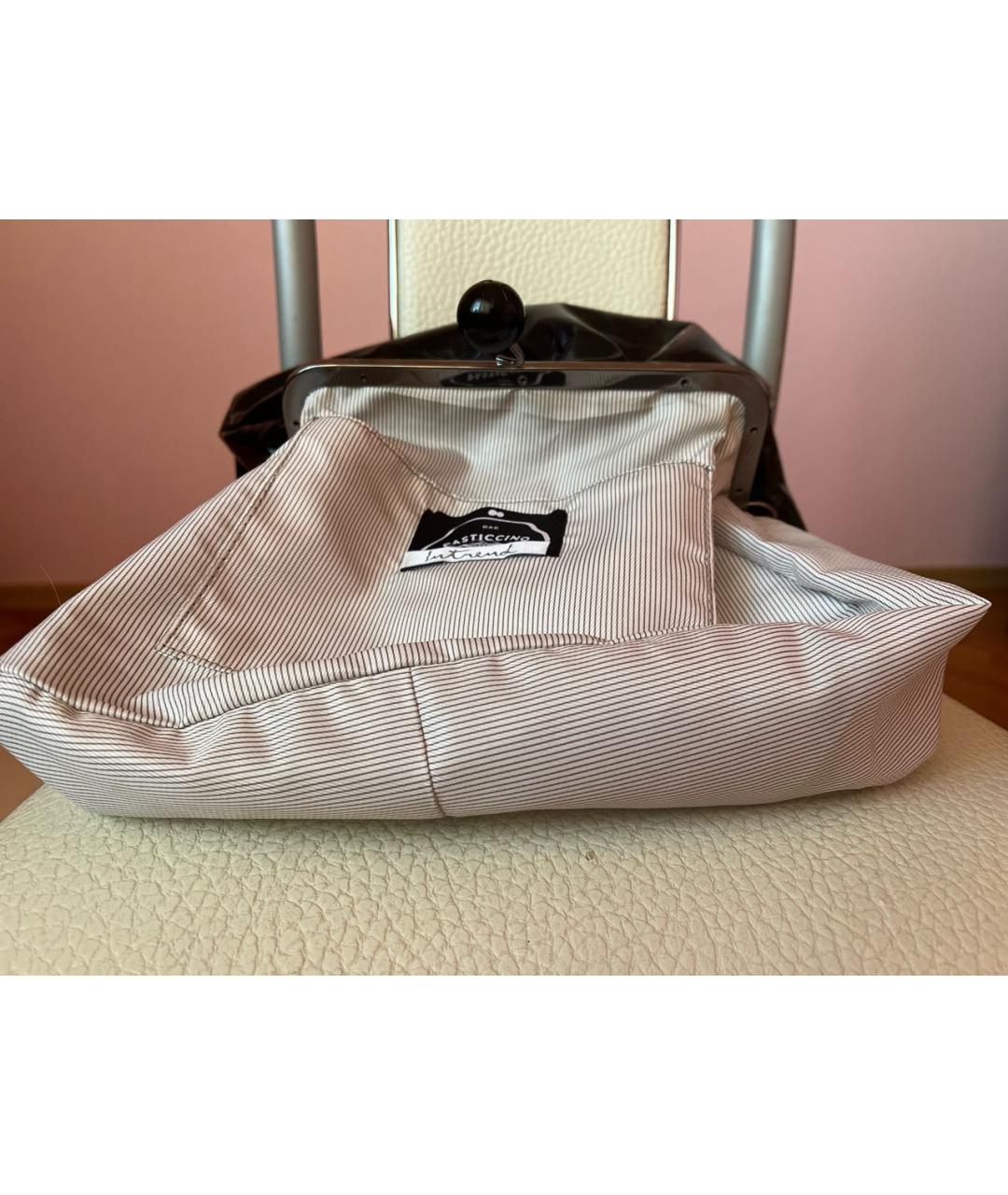 WEEKEND MAX MARA Черная сумка через плечо из лакированной кожи, фото 5