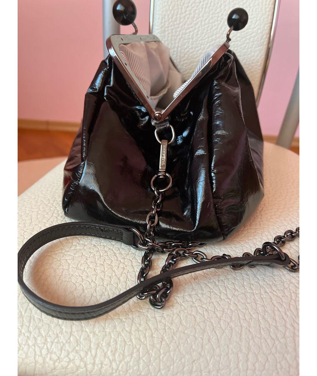 WEEKEND MAX MARA Черная сумка через плечо из лакированной кожи, фото 4
