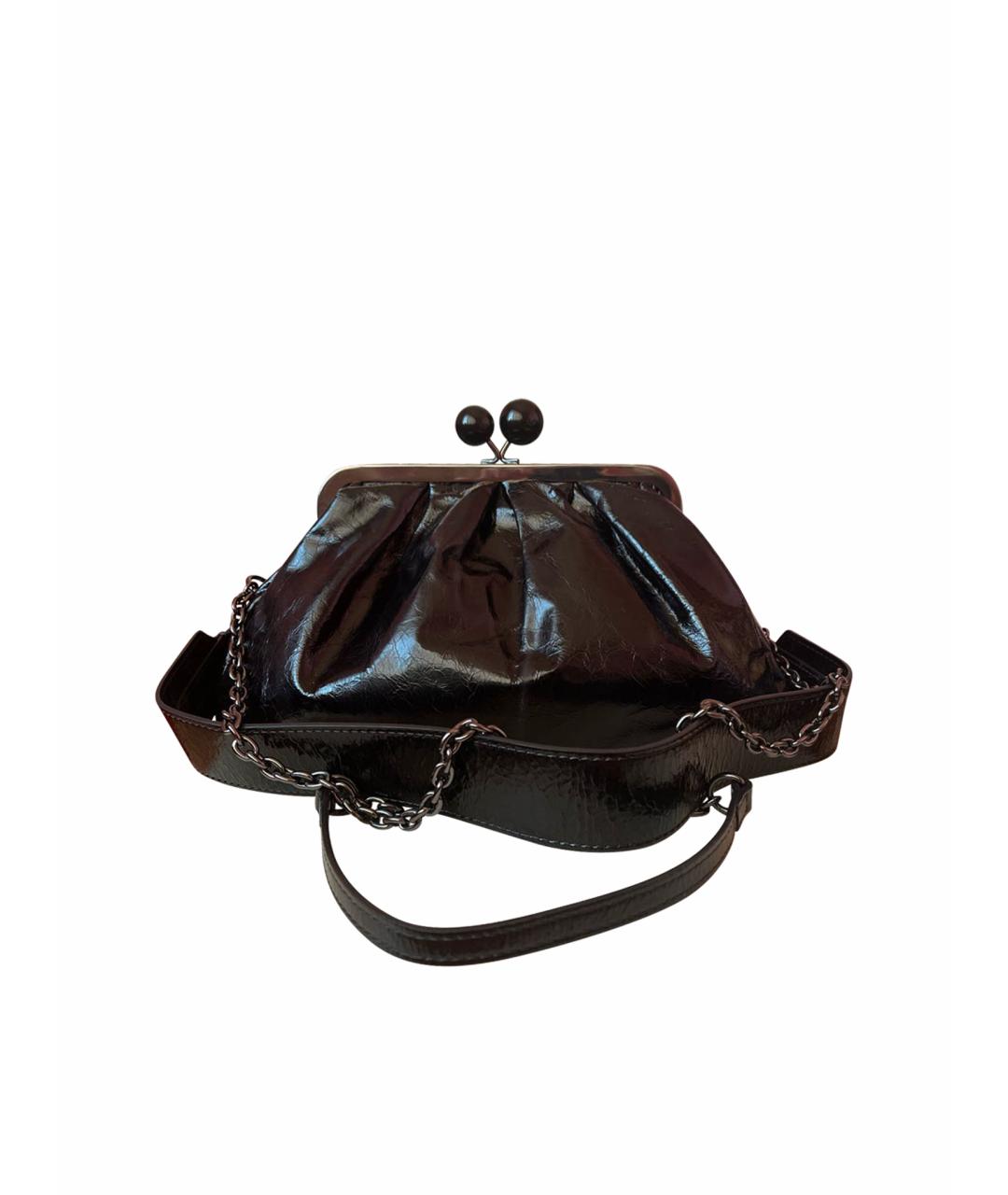 WEEKEND MAX MARA Черная сумка через плечо из лакированной кожи, фото 1