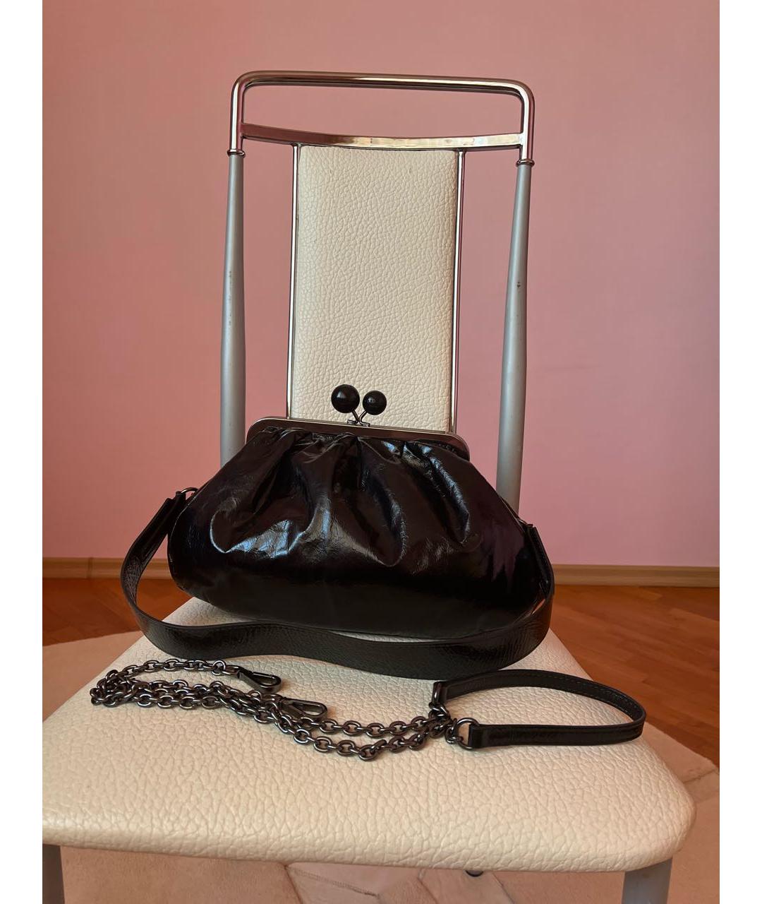 WEEKEND MAX MARA Черная сумка через плечо из лакированной кожи, фото 7