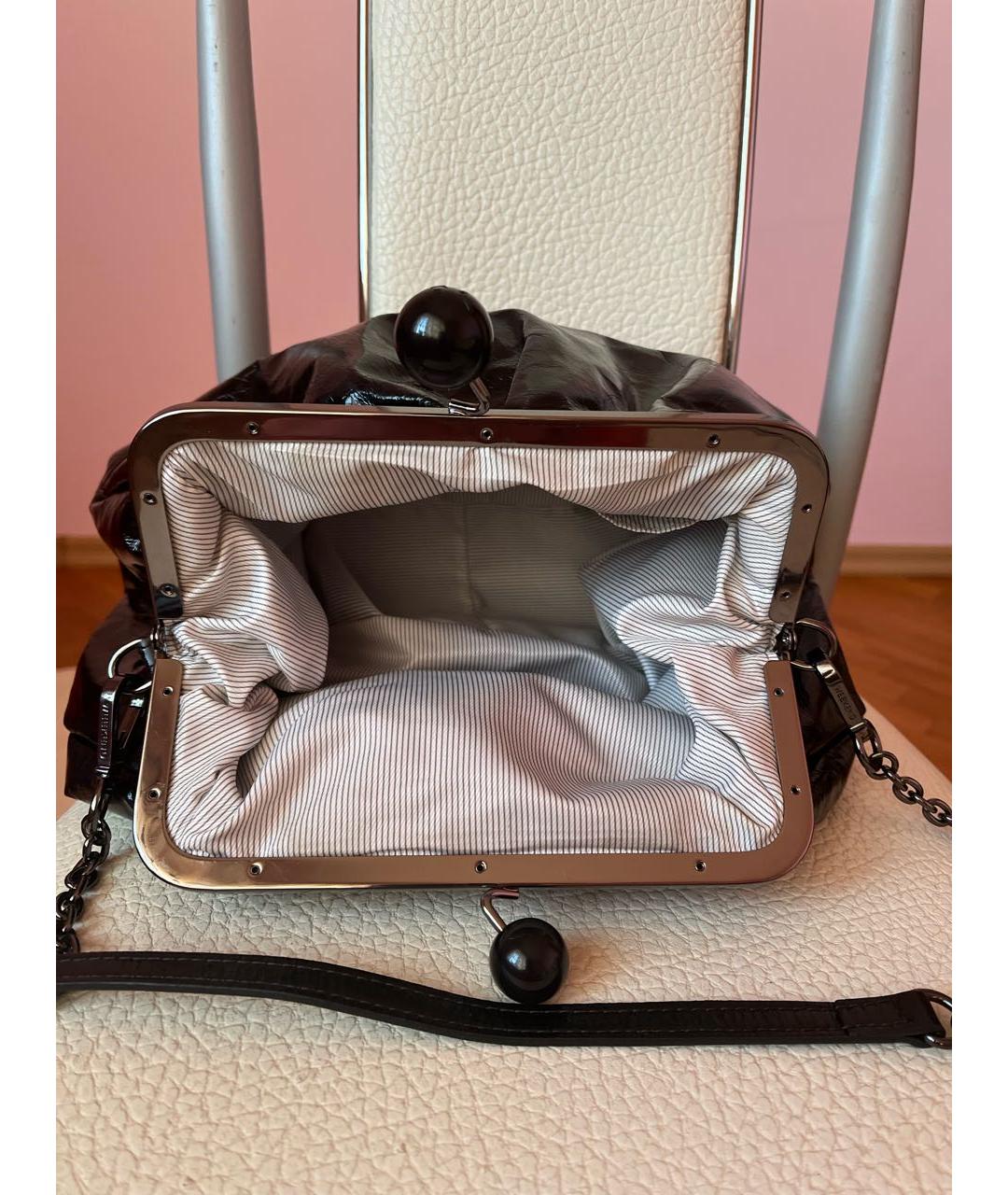 WEEKEND MAX MARA Черная сумка через плечо из лакированной кожи, фото 6