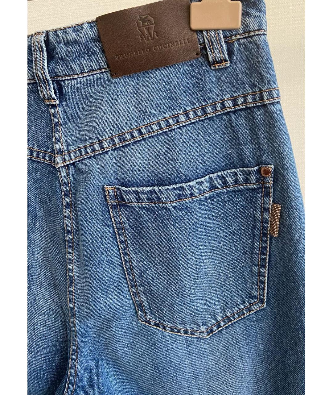 BRUNELLO CUCINELLI Синие хлопковые прямые джинсы, фото 2