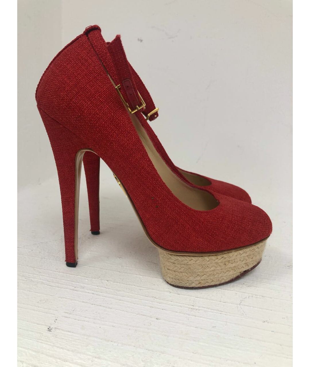 CHARLOTTE OLYMPIA Красные текстильные туфли, фото 5