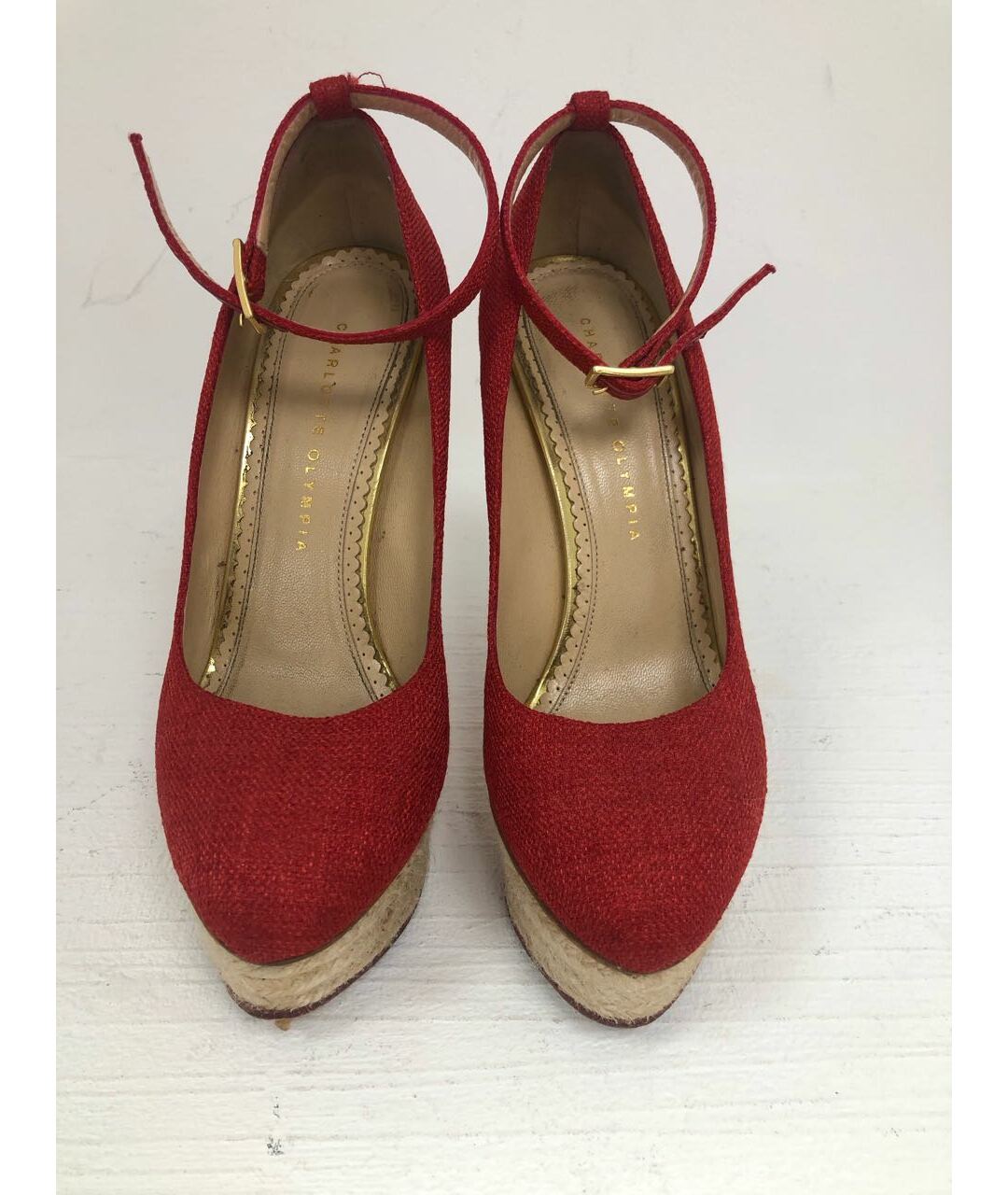 CHARLOTTE OLYMPIA Красные текстильные туфли, фото 2