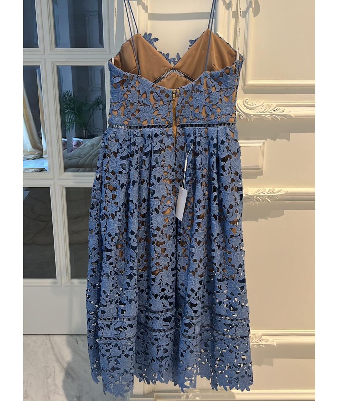 SELF-PORTRAIT Голубое полиэстеровое платье, фото 2