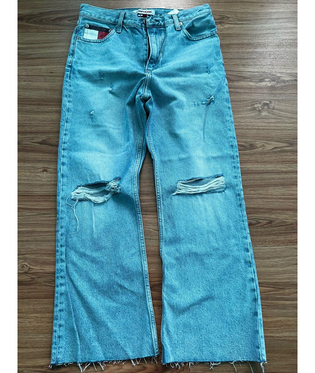 TOMMY HILFIGER Голубые хлопковые прямые джинсы, фото 5