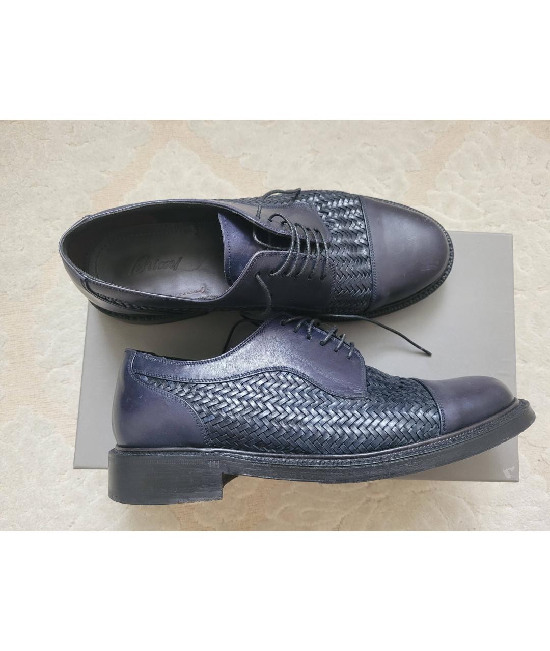 BRIONI Темно-синие кожаные туфли, фото 6