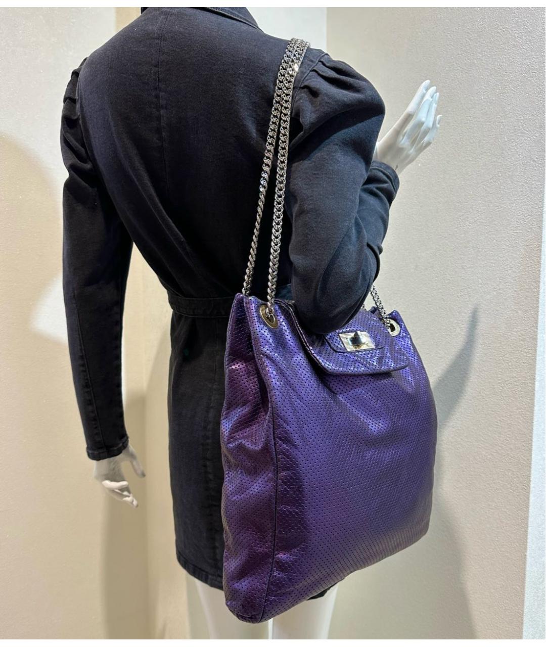 CHANEL PRE-OWNED Фиолетовая кожаная сумка тоут, фото 4
