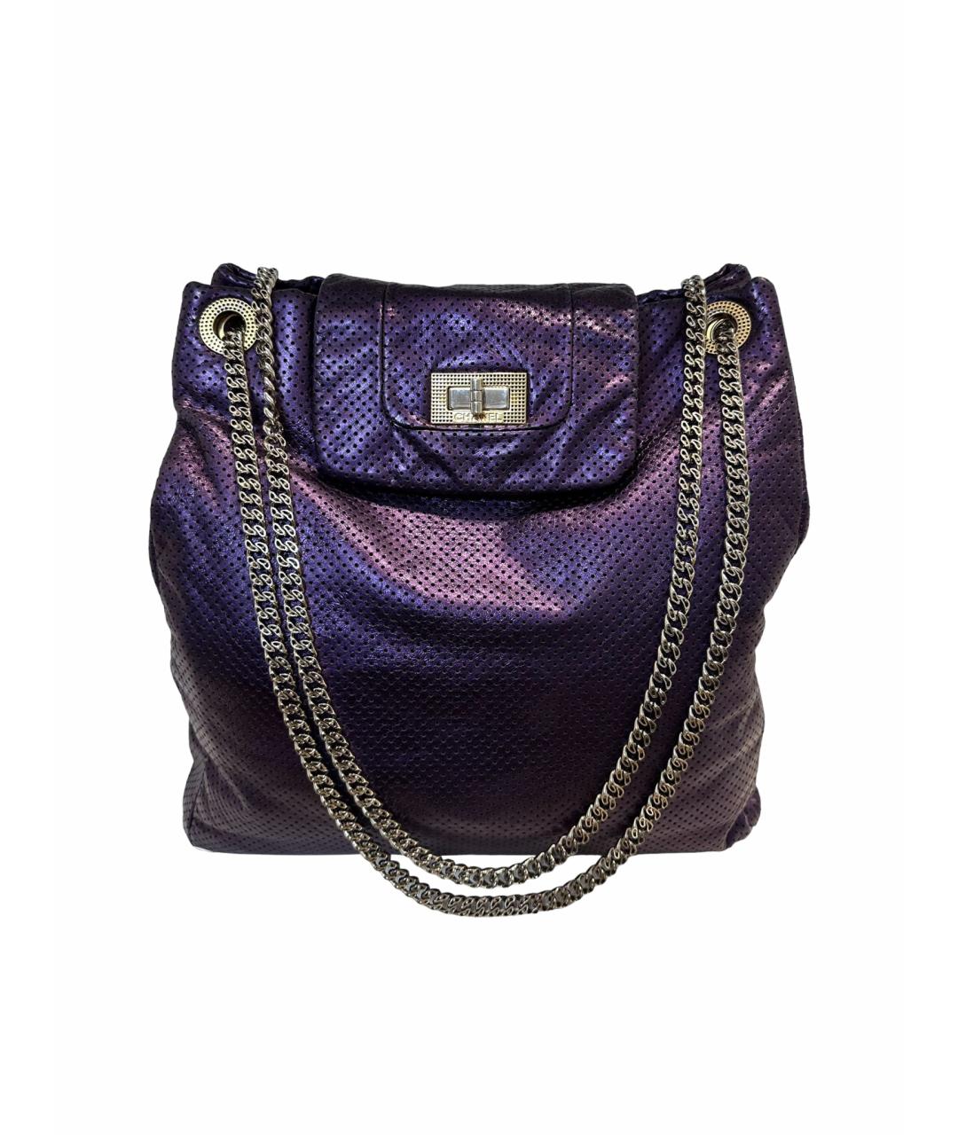 CHANEL PRE-OWNED Фиолетовая кожаная сумка тоут, фото 1