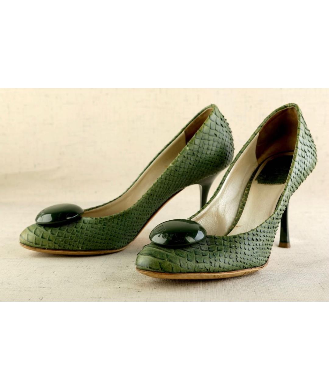 CHRISTIAN DIOR Зеленые туфли из экзотической кожи, фото 2