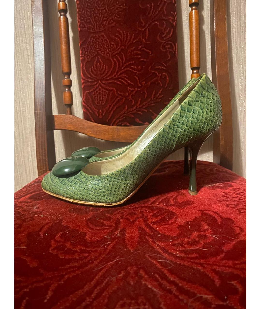 CHRISTIAN DIOR Зеленые туфли из экзотической кожи, фото 5