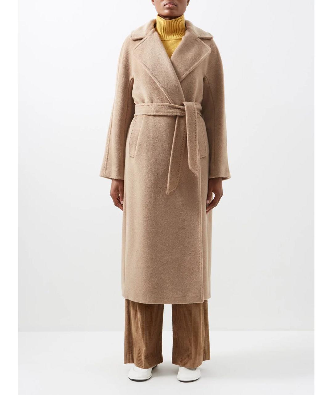 WEEKEND MAX MARA Бежевое шерстяное пальто, фото 4
