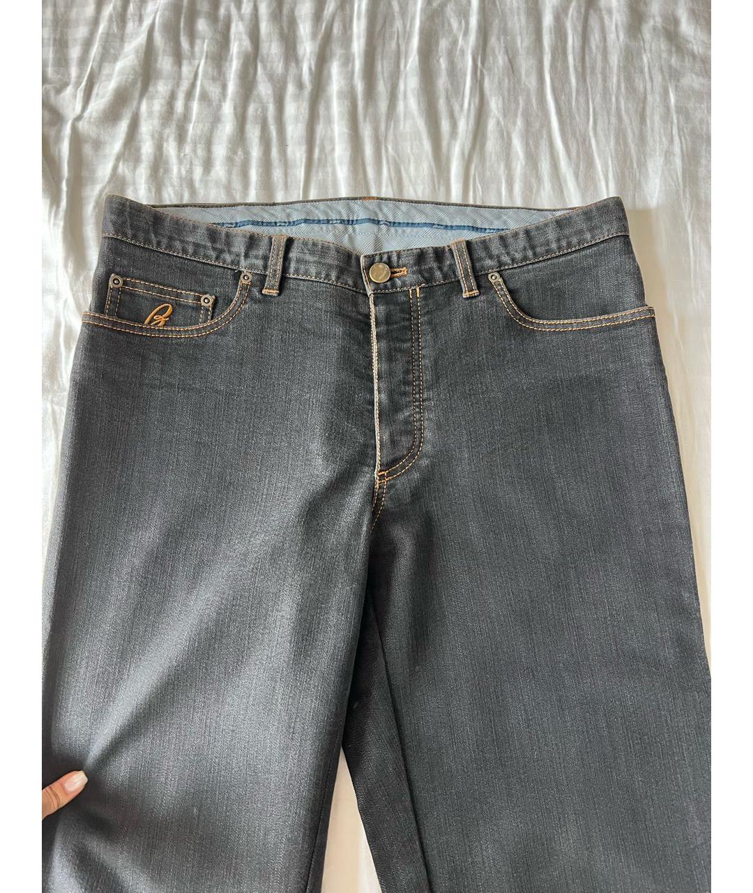 BRIONI Черные хлопковые прямые джинсы, фото 5