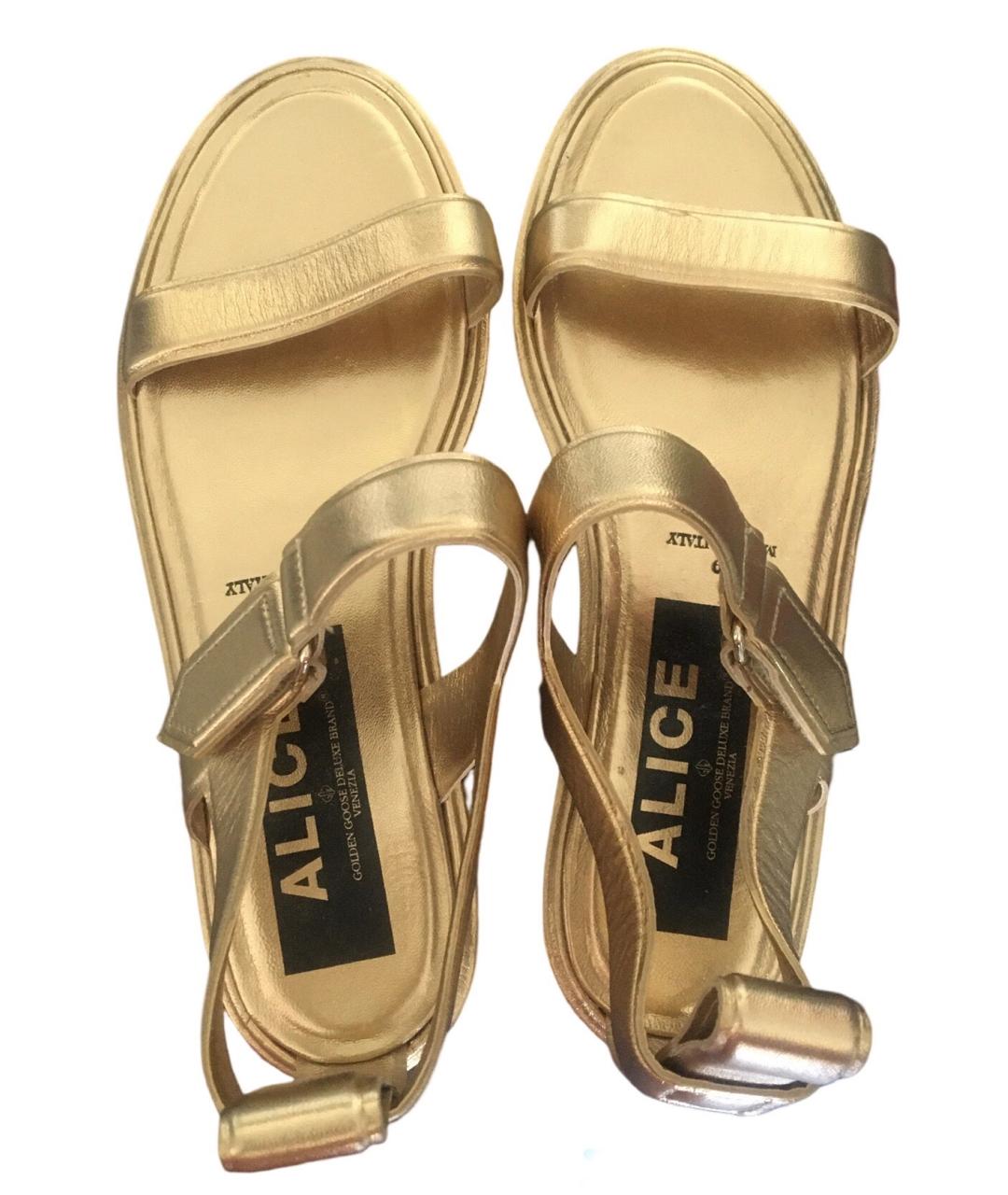 GOLDEN GOOSE DELUXE BRAND Золотые кожаные сандалии, фото 2